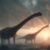 Dinosaurs walk through primitive landscapes
