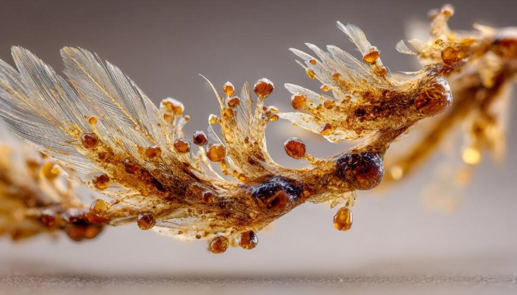 The tail of a dinosaur from 99 million years ago, trapped in amber.
