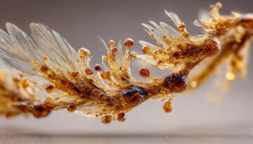 The tail of a dinosaur from 99 million years ago, trapped in amber.