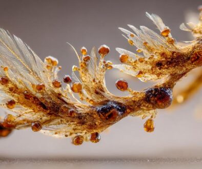 The tail of a dinosaur from 99 million years ago, trapped in amber.