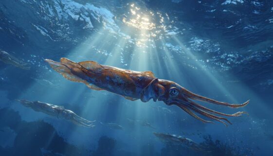 The Cretaceous Sea and Squid