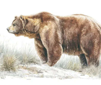 アルクトテリウム・アングスティデンスの復元と巨大な体格のイメージ