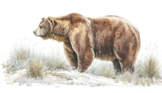 アルクトテリウム・アングスティデンスの復元と巨大な体格のイメージ