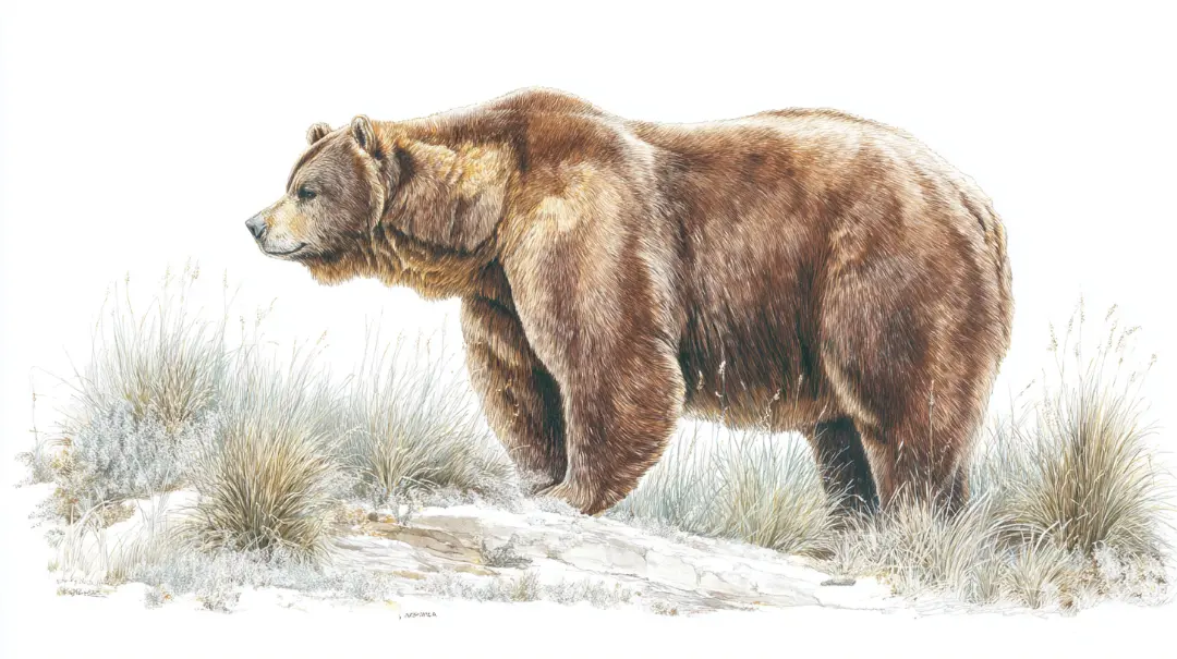 アルクトテリウム・アングスティデンスの復元と巨大な体格のイメージ