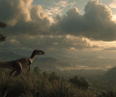 恐竜が絶滅しなかった世界を再現した想像図。進化した獣脚類恐竜が生きる地球