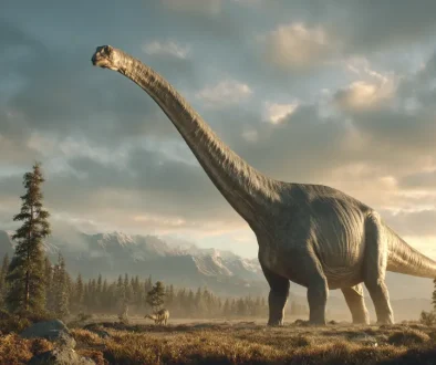 白亜紀前期の南米に生息した史上最大級の竜脚類アルゼンチノサウルスの復元イメージ