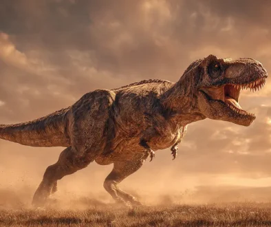 ティラノサウルスは走れたのかを考察するための復元図。太く発達した脚の構造と姿勢がわかる