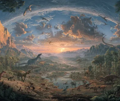 三畳紀・ジュラ紀・白亜紀の3つの恐竜時代を示した地球史の比較イメージ