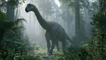 約8200万年前の温暖な南極の森林を歩く全長6〜7メートルほどのティタノサウルス類
